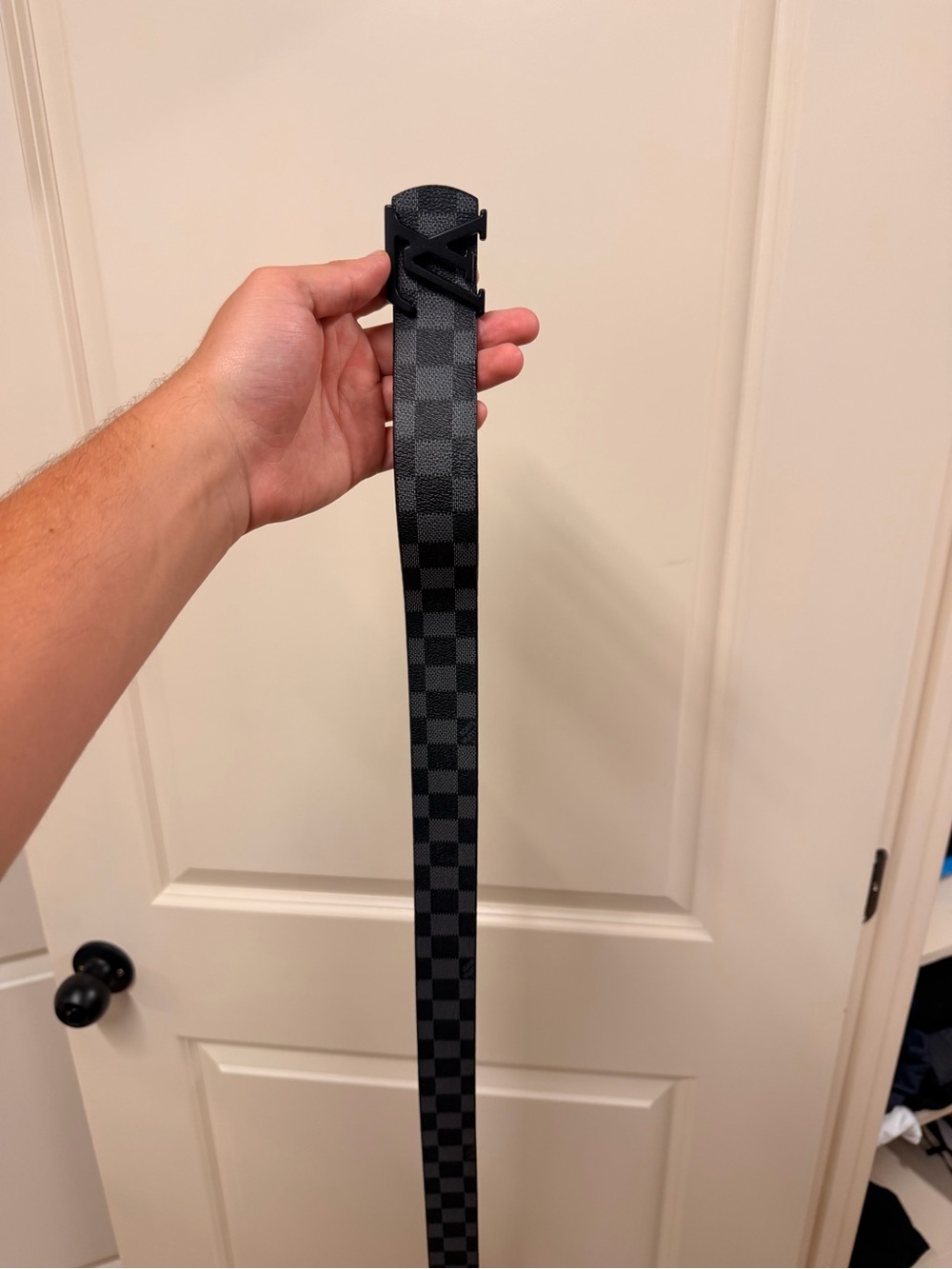 Louis Vuitton Damier Graphite Checkerboard Black Belt Strap